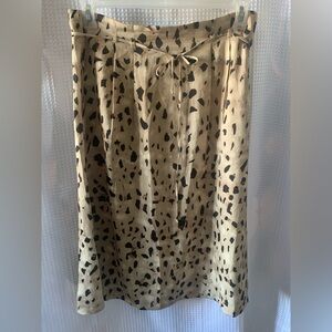 NWOT  Leopard Print Belted Midi Skirt w/ Pockets